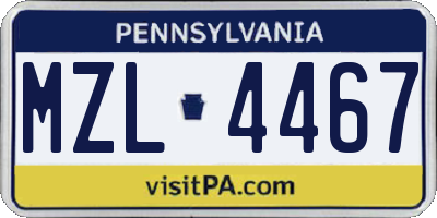PA license plate MZL4467