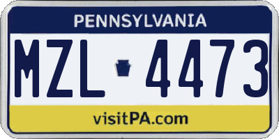 PA license plate MZL4473