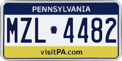PA license plate MZL4482