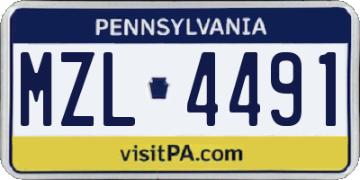 PA license plate MZL4491