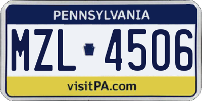 PA license plate MZL4506