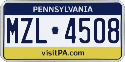 PA license plate MZL4508