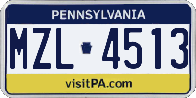 PA license plate MZL4513