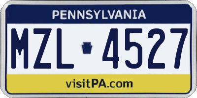 PA license plate MZL4527
