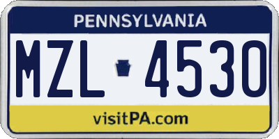 PA license plate MZL4530
