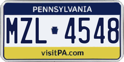 PA license plate MZL4548