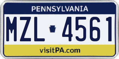 PA license plate MZL4561