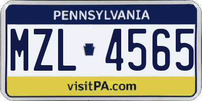 PA license plate MZL4565
