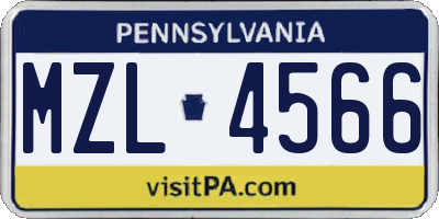 PA license plate MZL4566