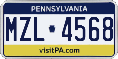 PA license plate MZL4568