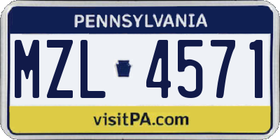 PA license plate MZL4571