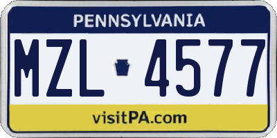 PA license plate MZL4577