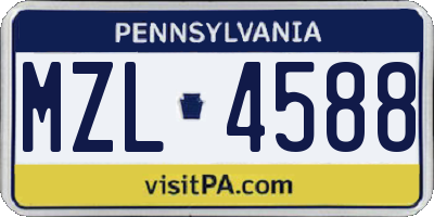 PA license plate MZL4588