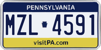 PA license plate MZL4591