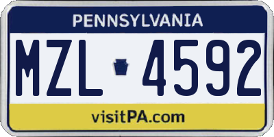 PA license plate MZL4592