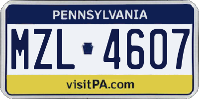 PA license plate MZL4607
