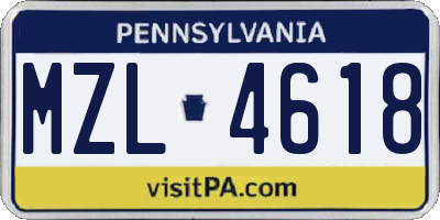 PA license plate MZL4618