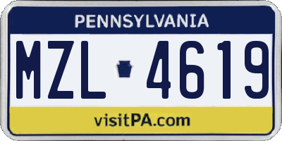 PA license plate MZL4619
