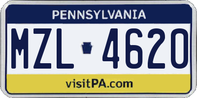 PA license plate MZL4620