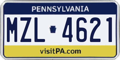 PA license plate MZL4621