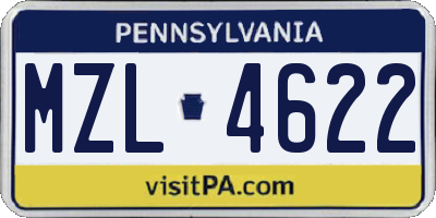 PA license plate MZL4622
