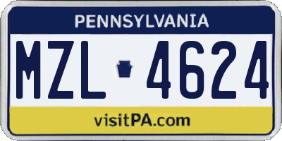 PA license plate MZL4624