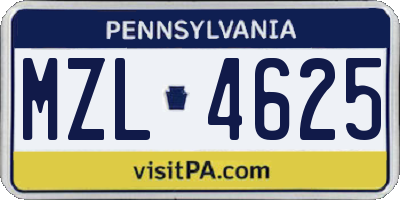PA license plate MZL4625
