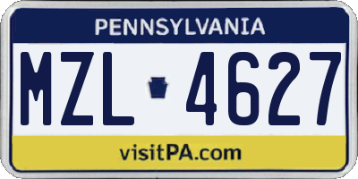 PA license plate MZL4627
