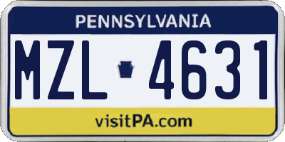 PA license plate MZL4631