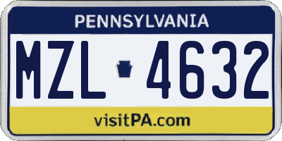 PA license plate MZL4632