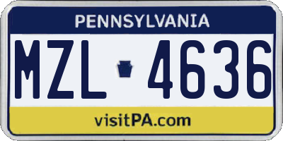 PA license plate MZL4636