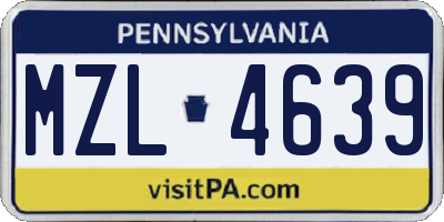 PA license plate MZL4639