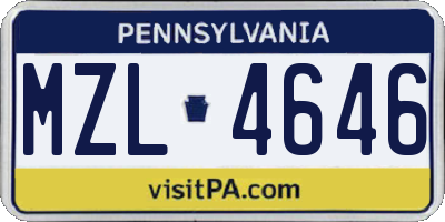 PA license plate MZL4646