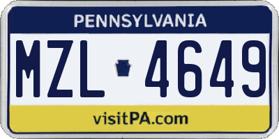PA license plate MZL4649