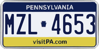 PA license plate MZL4653