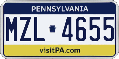 PA license plate MZL4655