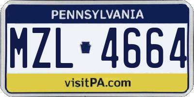 PA license plate MZL4664