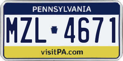 PA license plate MZL4671