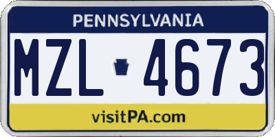 PA license plate MZL4673