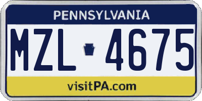 PA license plate MZL4675