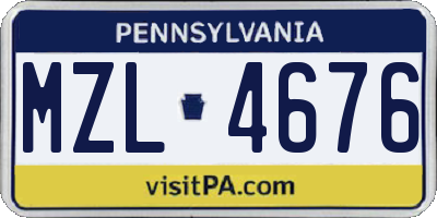 PA license plate MZL4676