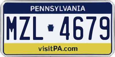 PA license plate MZL4679