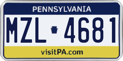 PA license plate MZL4681