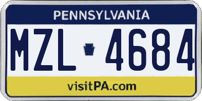 PA license plate MZL4684