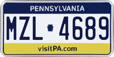 PA license plate MZL4689