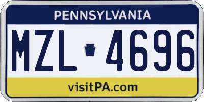 PA license plate MZL4696