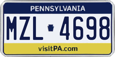 PA license plate MZL4698