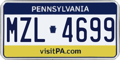 PA license plate MZL4699