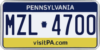 PA license plate MZL4700