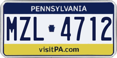 PA license plate MZL4712